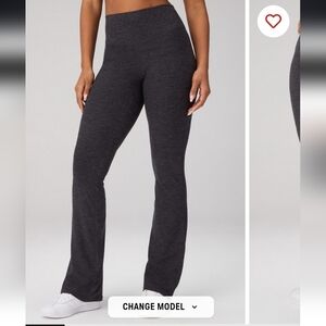 Fabletics HeatherFlex High-Waisted TLC Mini Flare In Charcoal Grey Large Regular